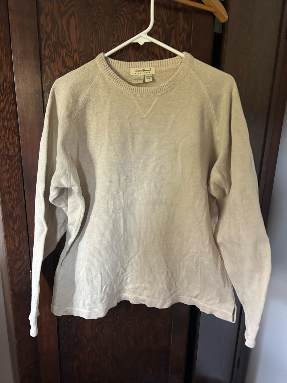 Classic Eddie Bauer Cream Cotton Crewneck Sweater